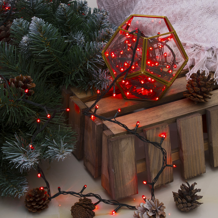 НИТЬ, 7 м, Н.Т. 180 ламп, 220V, 8 режимов, КРАСНЫЙ