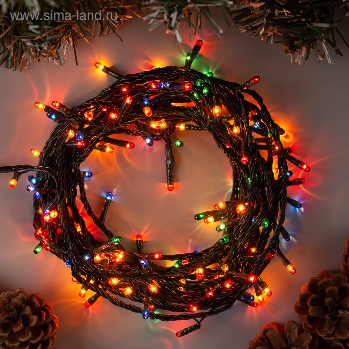 

Гирлянда «Нить» 7 м, IP20, тёмная нить, 180 ламп, свечение мульти, 8 режимов, 220 В