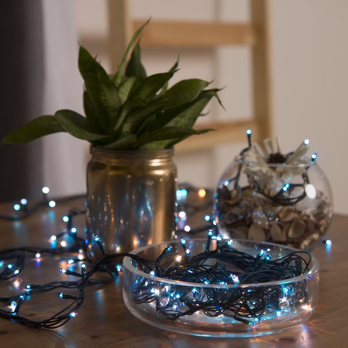 НИТЬ, 7 м, Н.Т. 180 ламп, 220V, 8 режимов, СИНИЙ