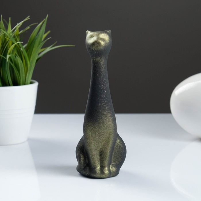 Сувенир "Кот Египетский" малый, подпал черный, золото