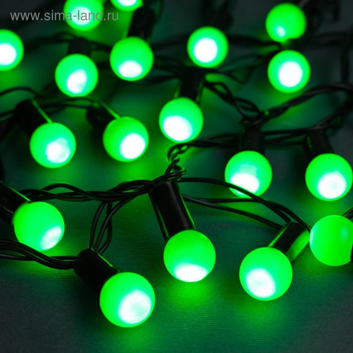 фото Гирлянда "нить" 10 м с насадками "шарики 1.5 см", ip44, тёмная нить, 100 led, свечение зелёное, 8 режимов, 220 в luazon lighting