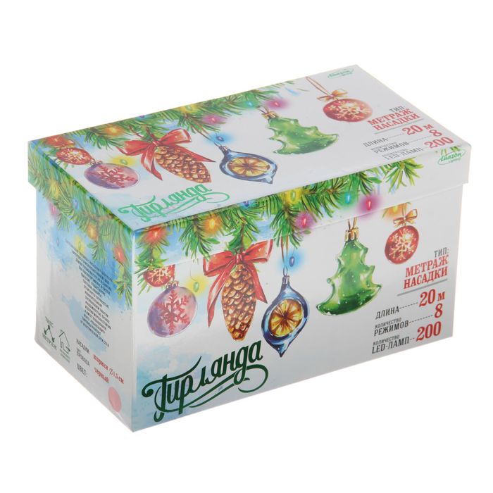 НИТЬ, улич. с насад. "Шарики d=1,5 см" 20 м, Н.Т. LED-200 контр. 8р. РОЗОВЫЙ