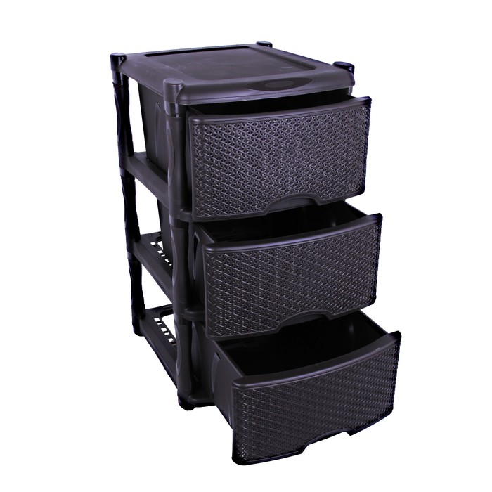 Комод 3 секции Rattan, цвет чёрный