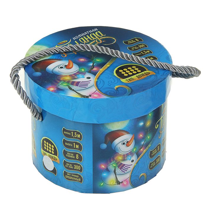 Гирлянда "Дождь" Ш:1,5 м, В:1 м, Н.С. LED-300-220V, контр. 8 р, БЕЛЫЙ