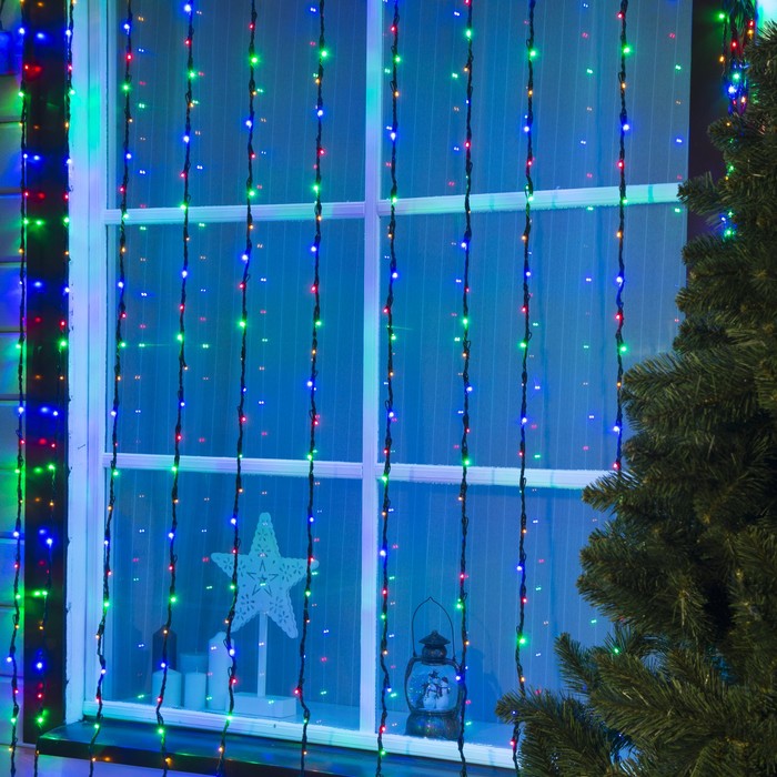 Гирлянда "Дождь" улич. Ш:2 м, В:6 м, Н.Т. LED-1500-220V, контр. 8 р, МУЛЬТИ
