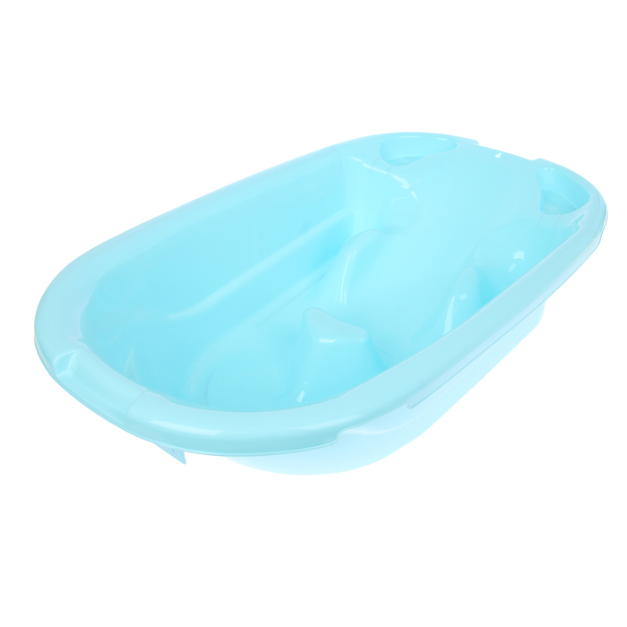 Ванна детская универсальная со сливом, встроенная горка для купания, цвет голубой