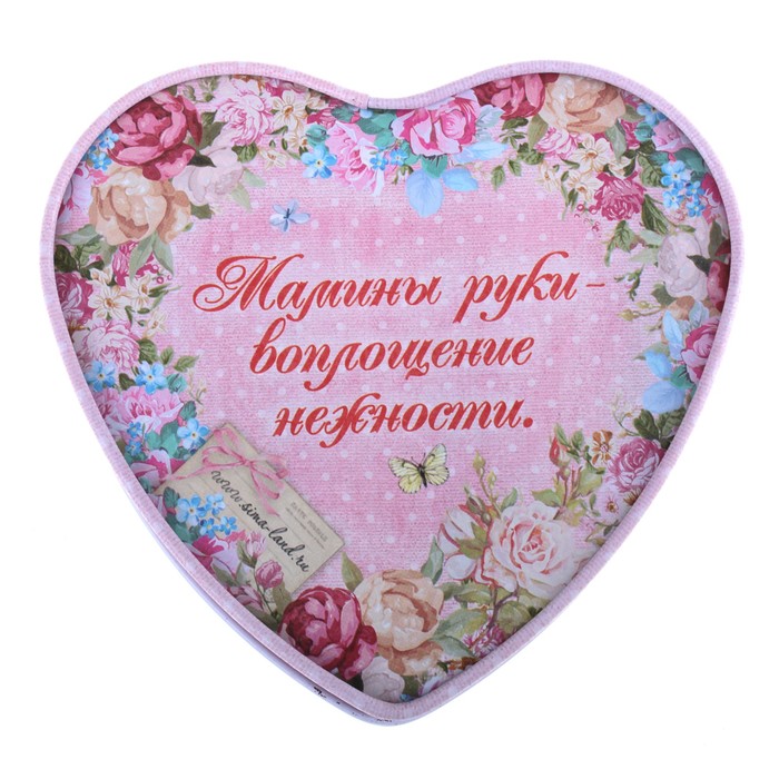 Набор мыльных лепестков в шкатулке-сердце "Любимой мамочке": 3 бутона и полотенце (20х20)