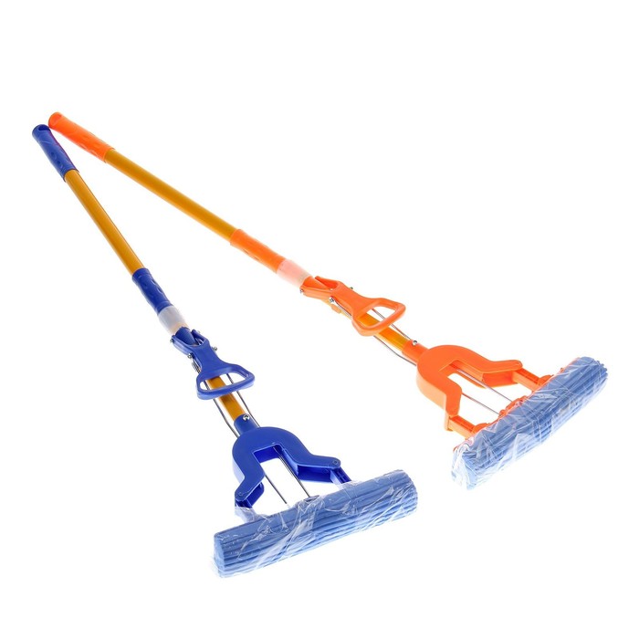 Швабра PVA со складным отжимом и телескопической ручкой 97-118 см, цвет МИКС