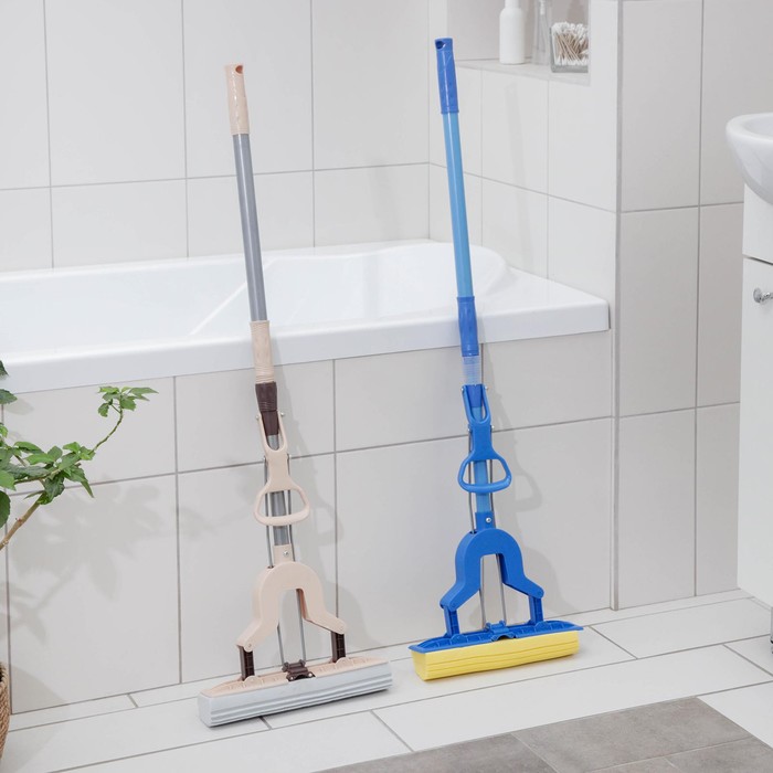 Швабра PVA со складным отжимом и телескопической ручкой 97-118 см, цвет МИКС