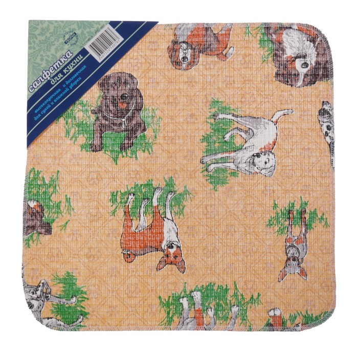 Салфетка бытовая для кухни "Клетка", цвет МИКС