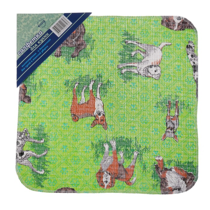 Салфетка бытовая для кухни "Клетка", цвет МИКС