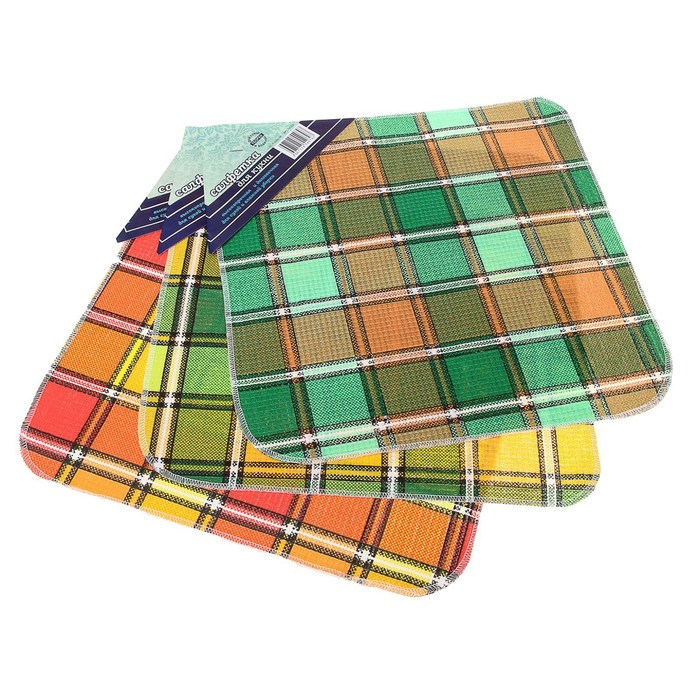 Салфетка бытовая для кухни "Клетка", цвет МИКС