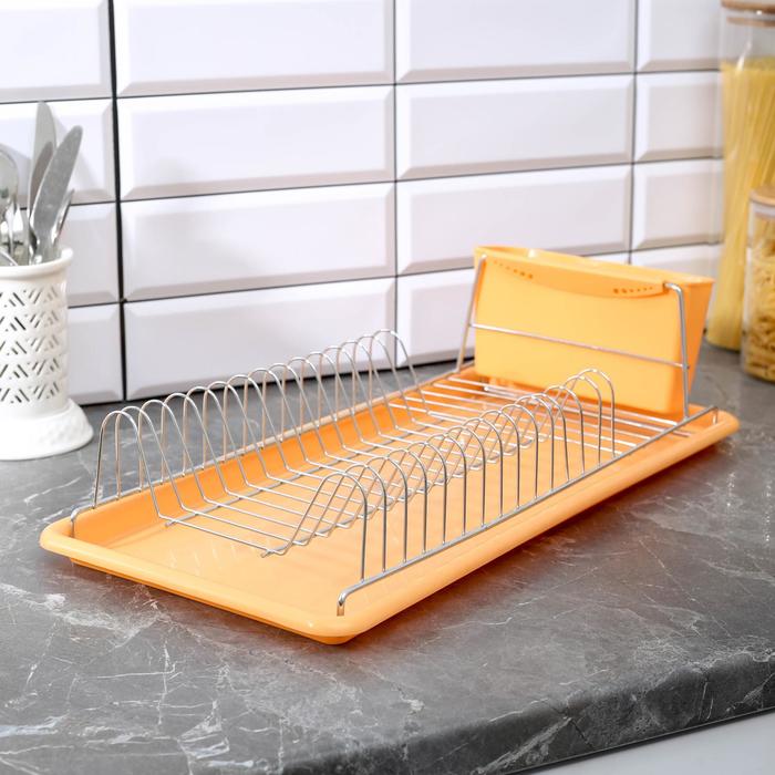 Сушилка для посуды "Цвет" с поддоном, цвет МИКС