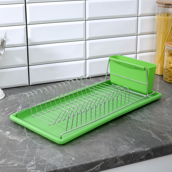 Сушилка для посуды "Цвет" с поддоном, цвет МИКС