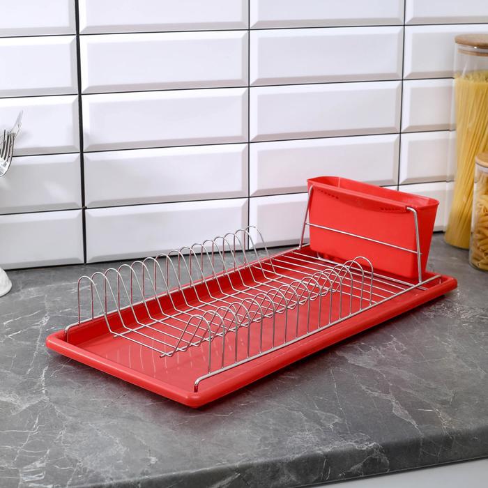 Сушилка для посуды "Цвет" с поддоном, цвет МИКС