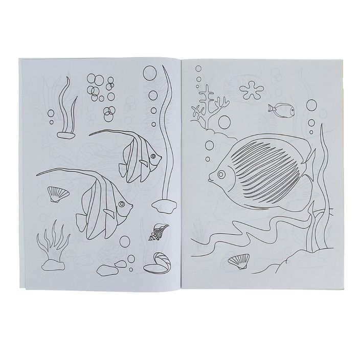 Раскраска формат А4 10 листов с наклейками Морской мир МИКС