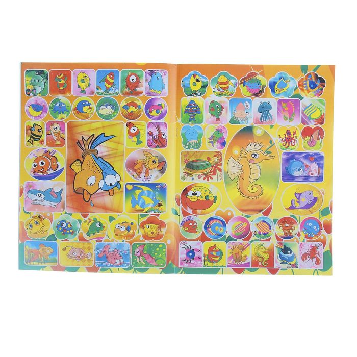 Раскраска формат А4 10 листов с наклейками Морской мир МИКС