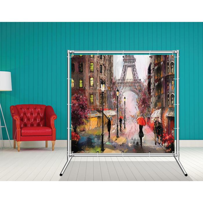 Стенд-ширма «День в Париже», 155 × 158 см, односторонняя, металл хром, баннерная ткань