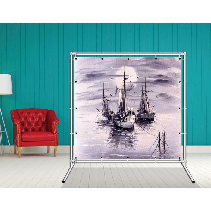 Стенд-ширма «Ночь в море», 155 × 158 см, односторонняя, металл хром, баннерная ткань