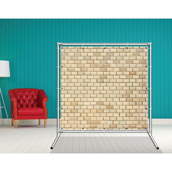 Стенд-ширма «Кирпичная стена 1», 155 × 158 см, односторонняя, металл хром, баннерная ткань