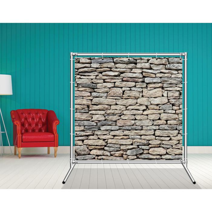Стенд-ширма «Кирпичная стена 2», 155 × 158 см, односторонняя, металл хром, баннерная ткань