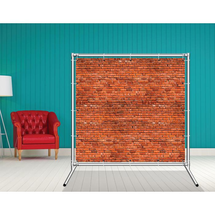 Стенд-ширма «Кирпичная стена 4», 155 × 158 см, односторонняя, металл хром, баннерная ткань