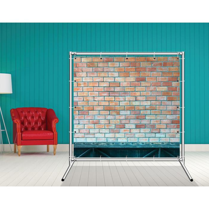 Стенд-ширма «Кирпичная стена 5», 155 × 158 см, односторонняя, металл хром, баннерная ткань