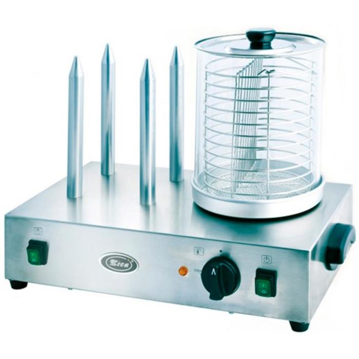 Аппарат для приготовления хот-догов VIATTO HHD-1, 600 Вт, 4 булочки, серебристый