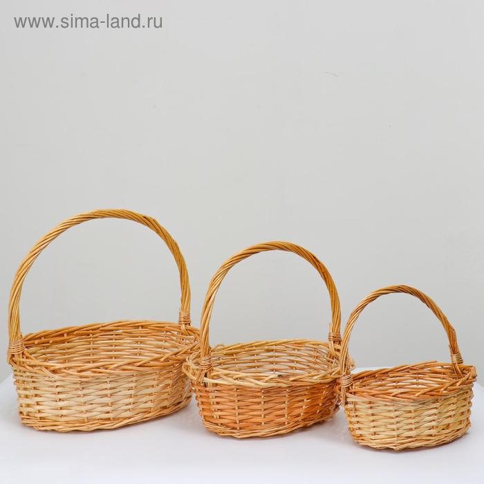 

Набор плетеных корзин,3 шт, 40х32х14Hх37HH,29х21х11Hх28HH см, ива