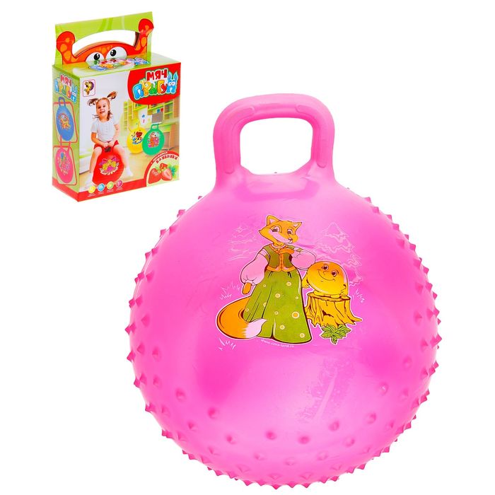 Мяч-попрыгун с ручкой "Сказочные истории" массажный, d=45 cм, 350 гр, МИКС