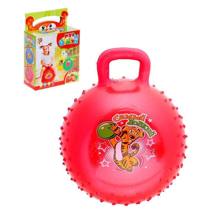 Мяч-попрыгун с ручкой "Сказочные истории" массажный, d=45 cм, 350 гр, МИКС