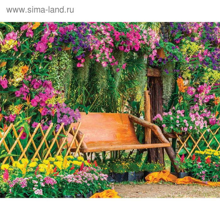Фотосетка, 250 × 200 см, с фотопечатью, люверсы шаг 1 м, «Скамейка в цветах» фотосетка 300 × 200 см с фотопечатью люверсы шаг 1 м скамейка в цветах