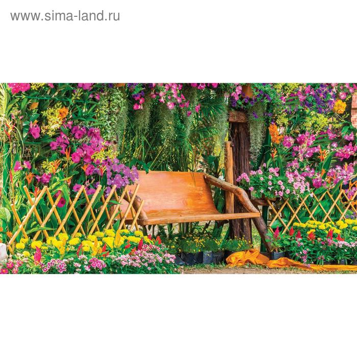 Фотосетка, 300 × 158 см, с фотопечатью, люверсы шаг 1 м, «Скамейка в цветах», Greengo
