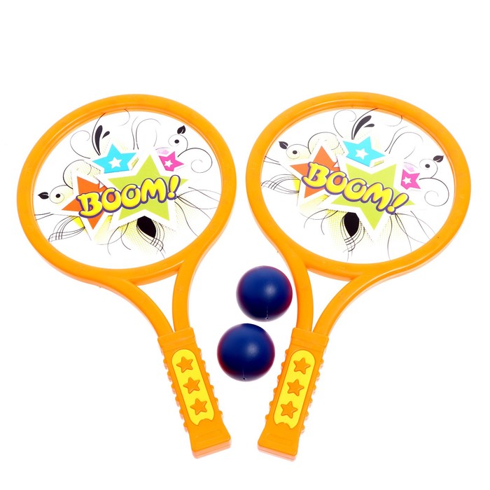 Набор для тенниса «Бум!», 2 ракетки, 2 мяча, цвета МИКС