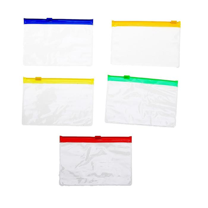 Папка-конверт на молнии, формат А6, 120 мкр, прозрачная молния, 13х9 см, МИКС