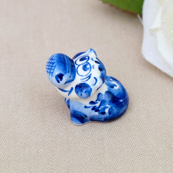 Сувенир «Бегемот», малый, 3 см, гжель