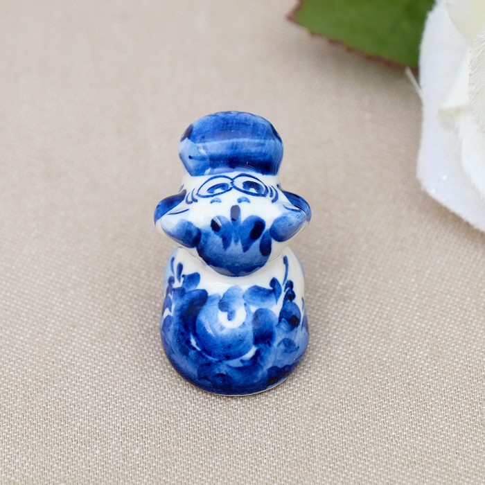 Сувенир «Бегемот», малый, 3 см, гжель