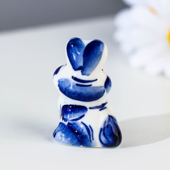 Сувенир «Заяц», боком, малый, гжель