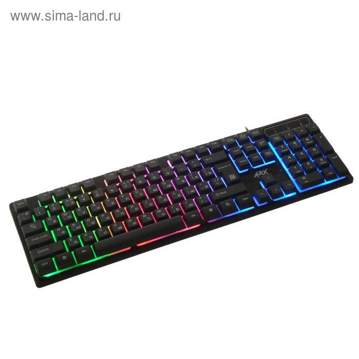 Клавиатура Defender Arx GK-196L, игровая, проводная, подсветка, 104 клавиши, USB, чёрная клавиатура defender arx gk 196l ru