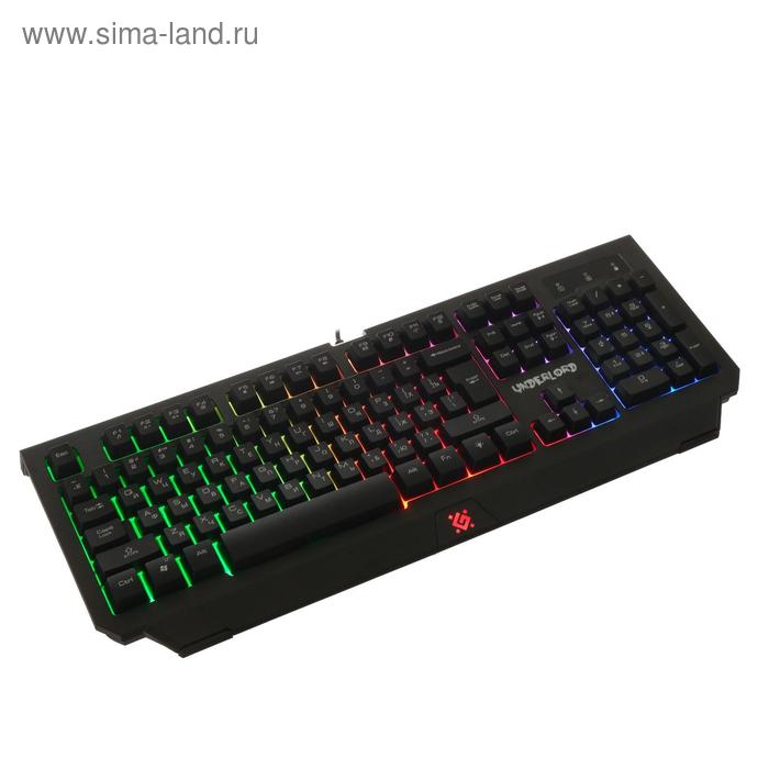 Клавиатура Defender Underlord GK-340L, игровая, проводная, подсветка, 104 клавиши, USB, чёрн