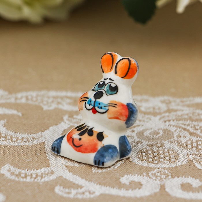 Сувенир «Заяц пузо», гжель, цвет