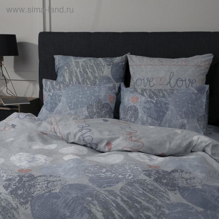 фото Постельное бельё 1,5 сп «ночь нежна» сердечки 145х215см, 150х214см, 70х70см -2 шт