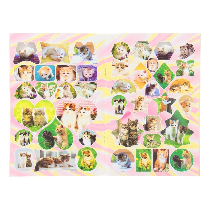 Раскраска формат А5 10 листов с наклейками Котята МИКС