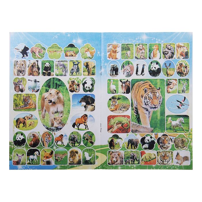 Раскраска формат А5 10 листов с наклейками Животные