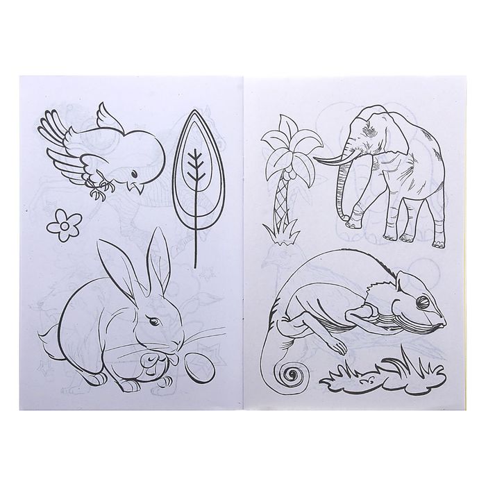 Раскраска формат А5 10 листов с наклейками Животные
