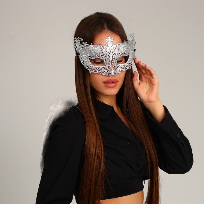 фото Карнавальный набор «серебряный ангел» крылья, маска страна карнавалия