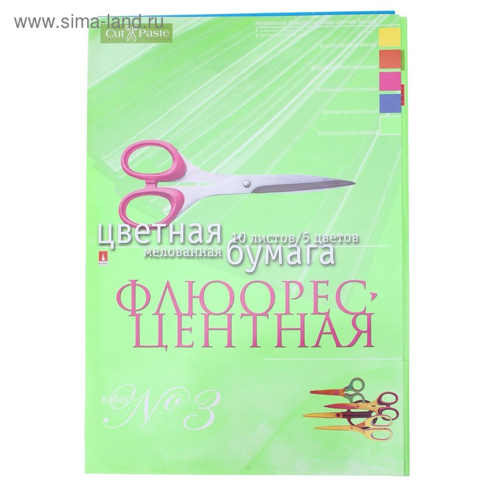 

Бумага цветная 10 листов, 5 цветов А4, флюоресцентная №3