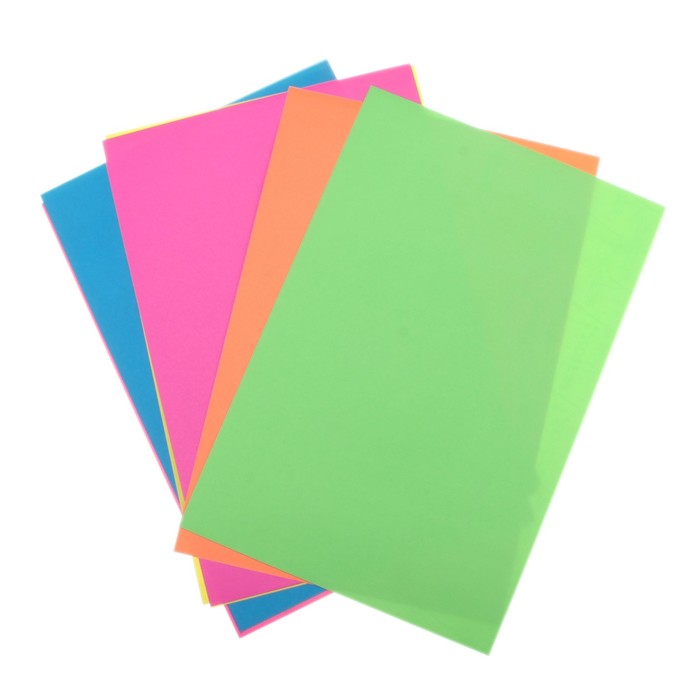 Бумага цветная самоклеящаяся А4, 10 листов, 5 цветов "№7 Флюоресцентная-1"