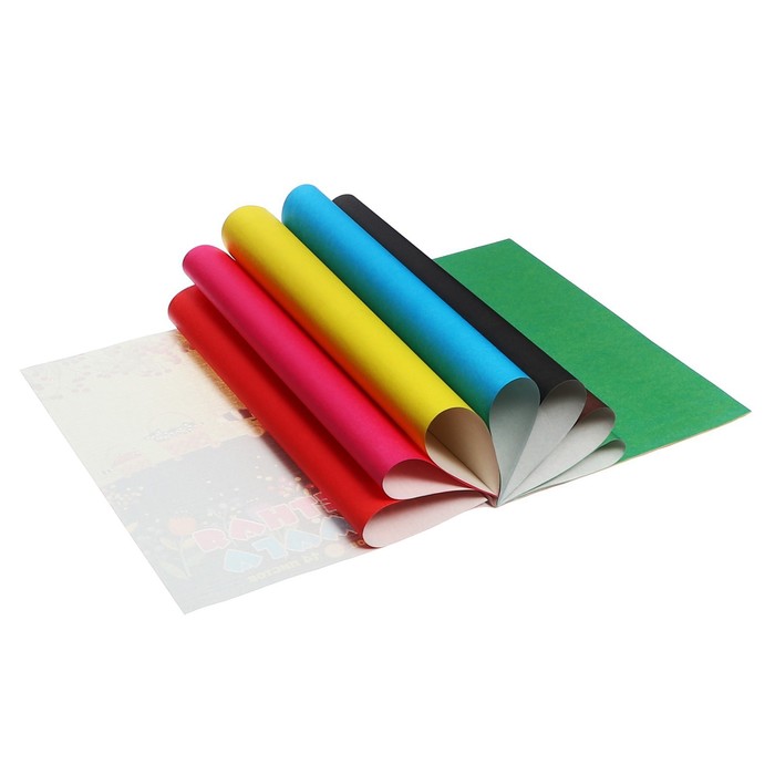 Бумага цветная 14 листов, 7 цветов А4, "Мультики"