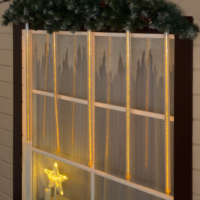 Светодиодная сосулька "Тающая" 1 м, d=3см. УМС-вилка LED-60-220V ЖЕЛТЫЙ